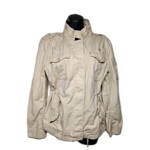 Gap Women Cream Utility Jacket With Pockets Cotton Light Size Large